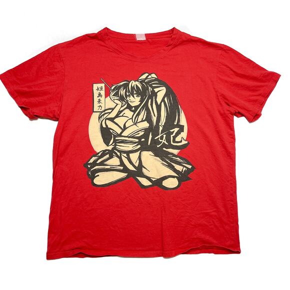 High School DxD Akeno Himejima T-Shirt Red Anime Short Sleeve Japanese Art - Picture 1 of 6